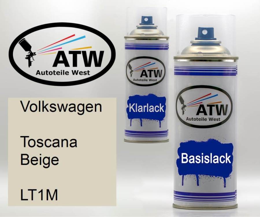 Volkswagen, Toscana Beige, LT1M: 400ml Sprühdose + 400ml Klarlack - Set, von ATW Autoteile West.